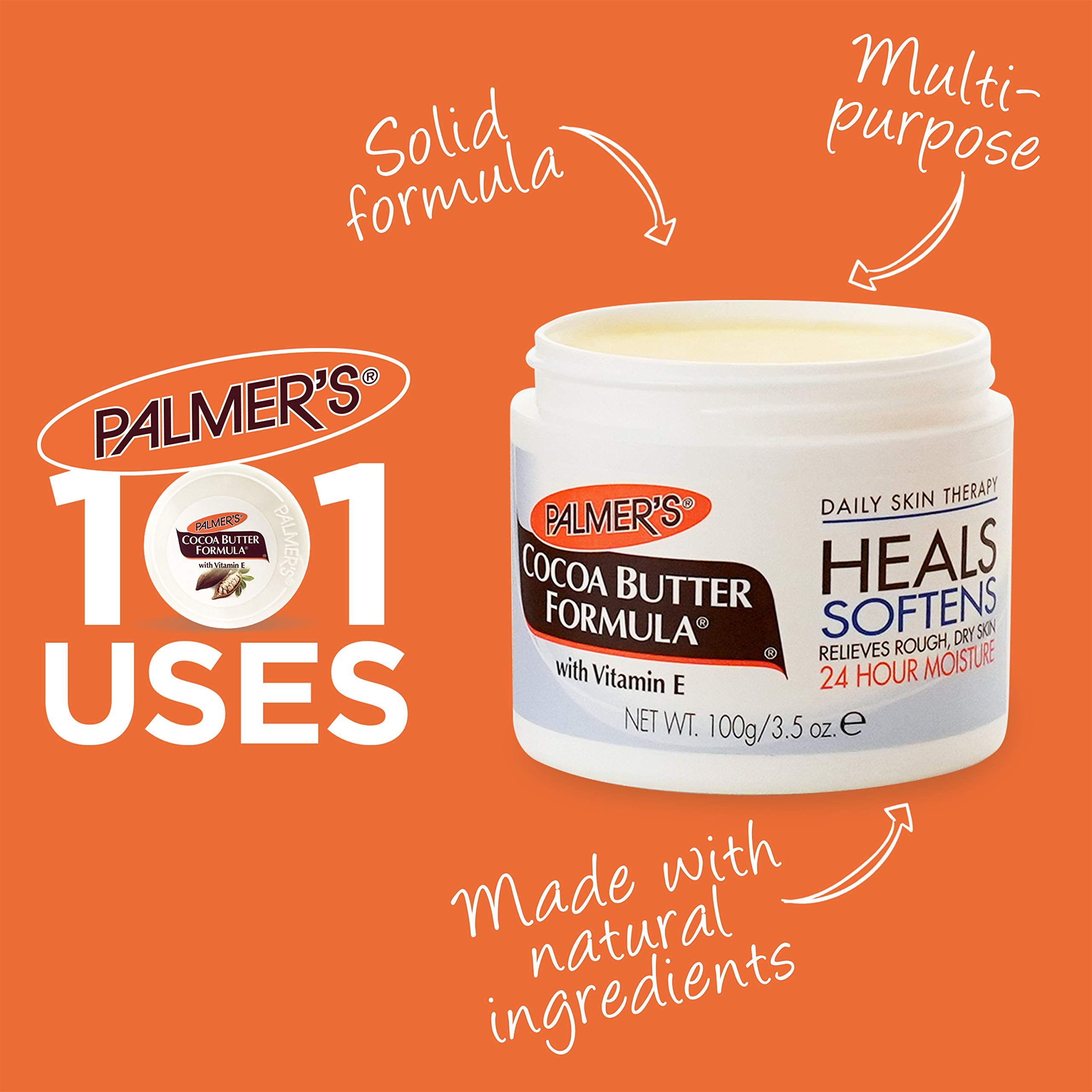 Palmer's Cocoa Butter solid hydration bar close-up showcases moisture delivery.