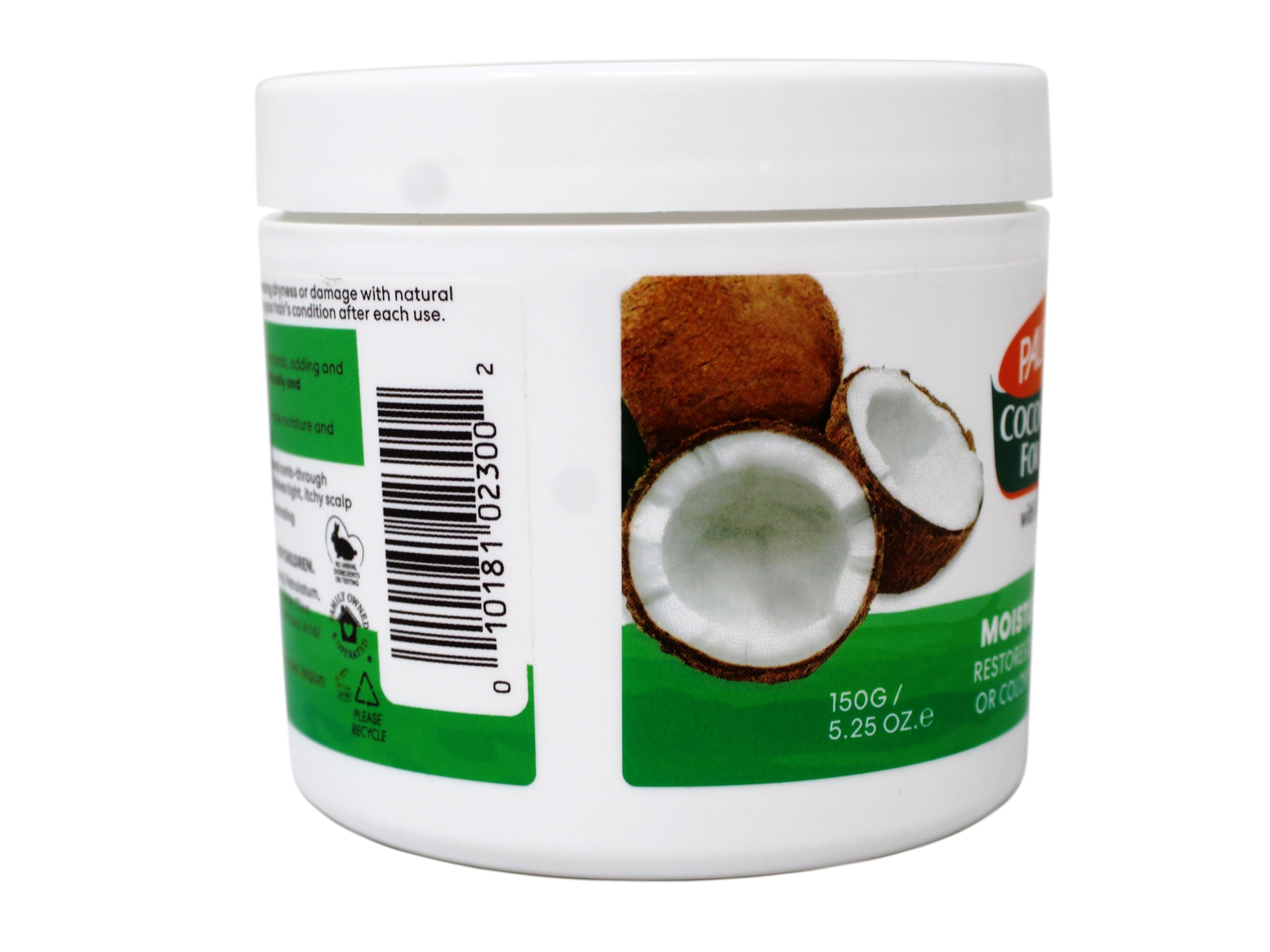 Palmer's Moisture Gro tub label highlights conditioning formula.