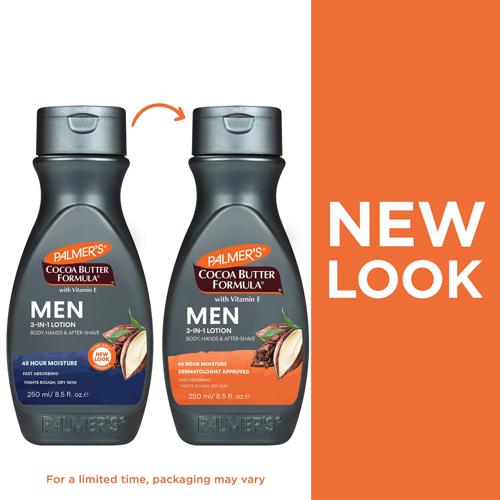 Palmer's packaging shot shows clean, lightly scented Cocoa Butter formula for men.