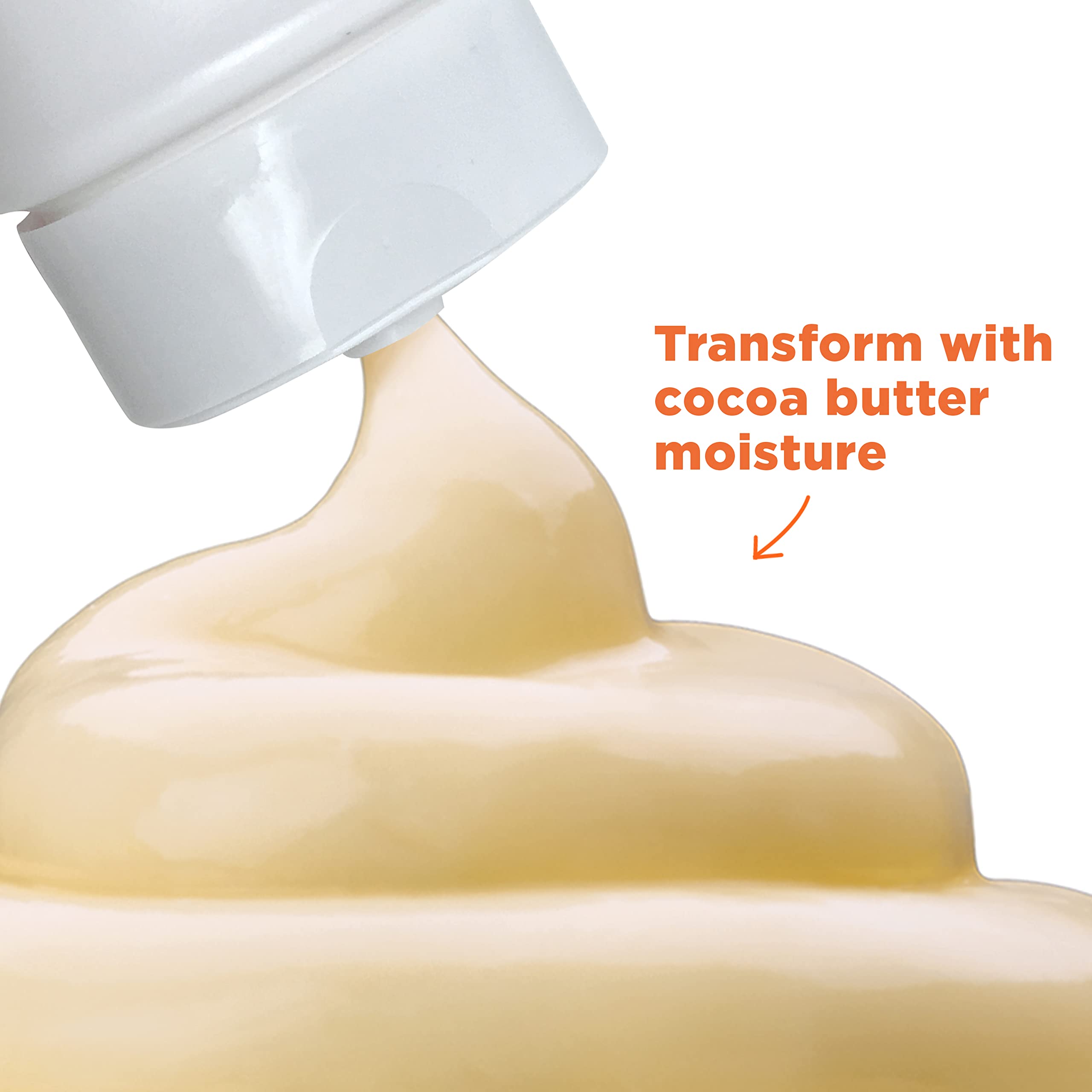 Palmer's lotion texture closeup before rubbing in shows silky, easy spread.