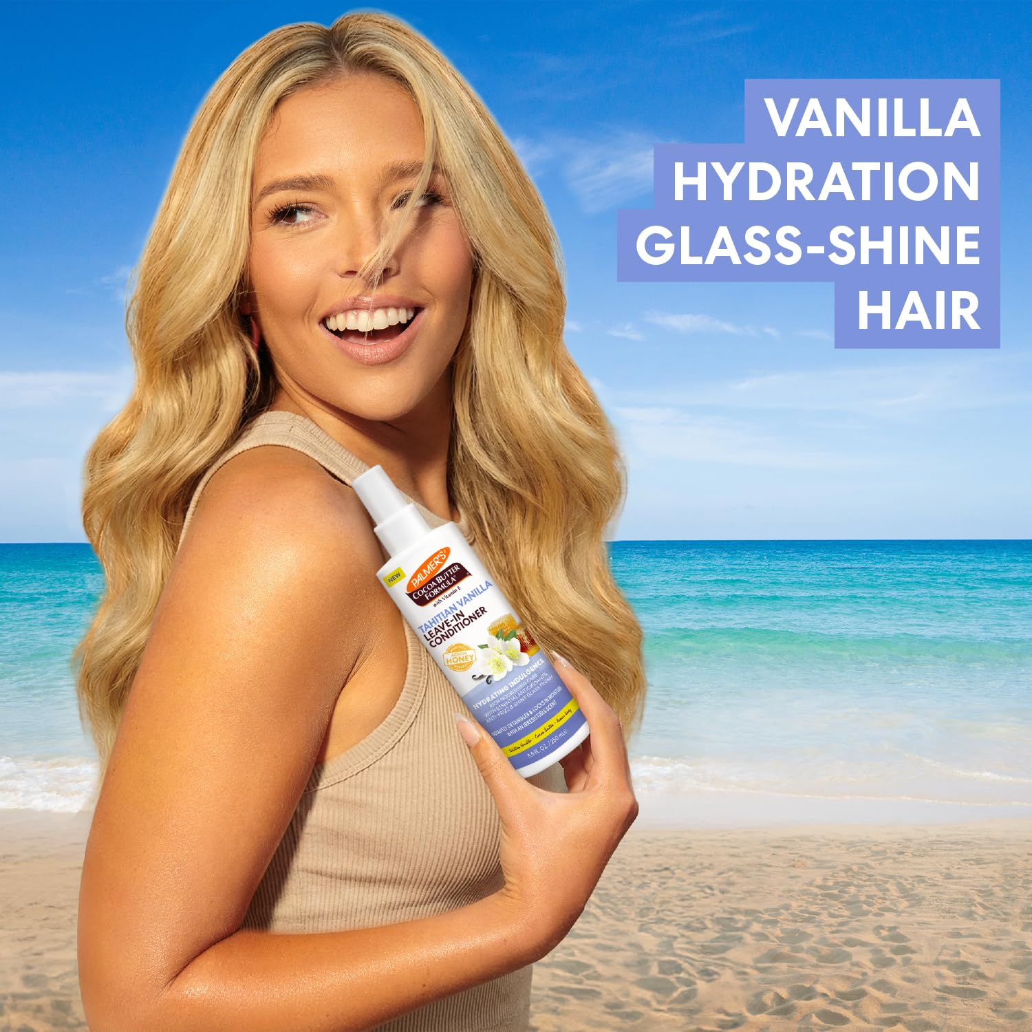 Palmer's leave-in spray mist in use, detangling and controlling frizz during styling.