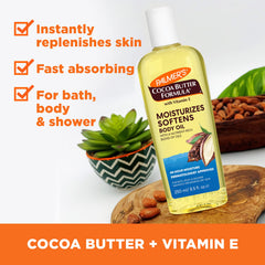 Palmer's Aceite Corporal con absorción rápida, textura ligera para piel suave durante todo el día.