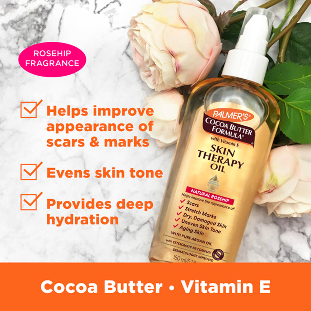 Palmer's Aceite Corporal Terapia con vitamina E, ingrediente antioxidante para la piel.