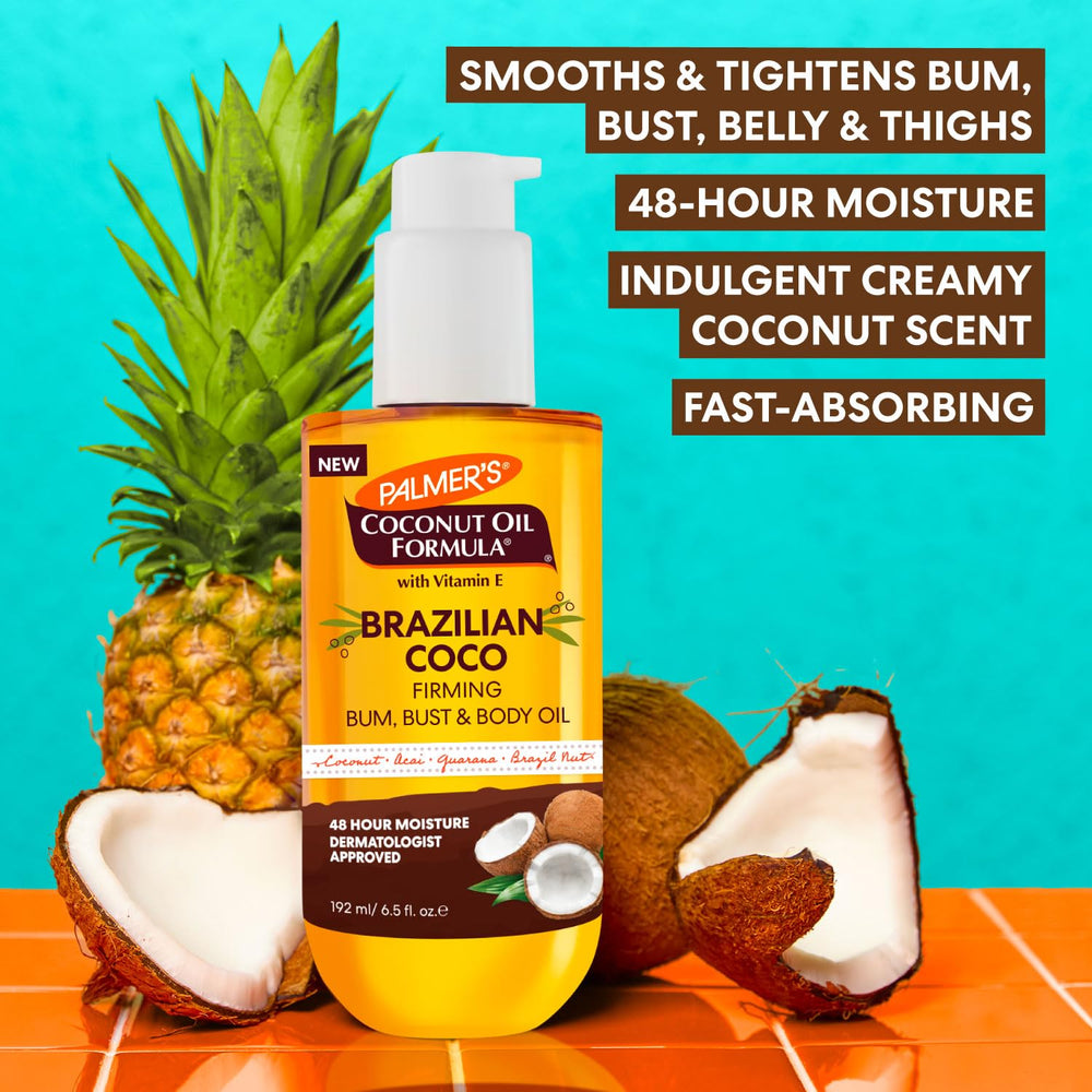 Palmer's Coco Cream ingredients panel featuring guarana and acai extracts.