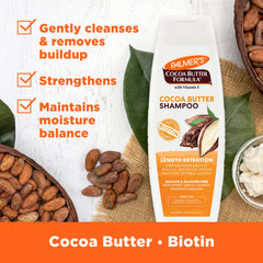 Palmer's Cocoa Butter Length Retention Shampoo shea butter ingredient close-up.