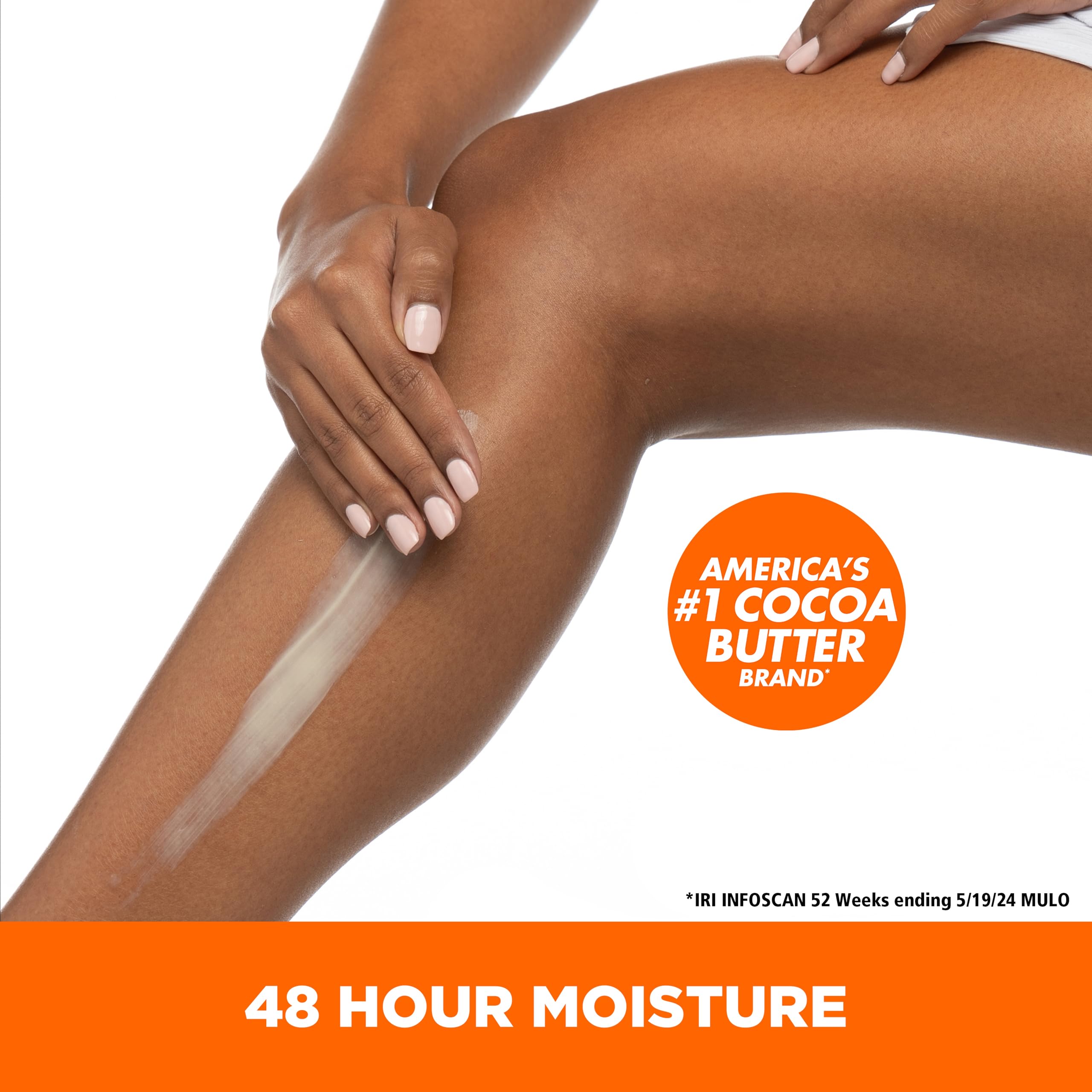 Close-up for Palmer's lotion texture swirl highlighting rich, non-greasy hydration.