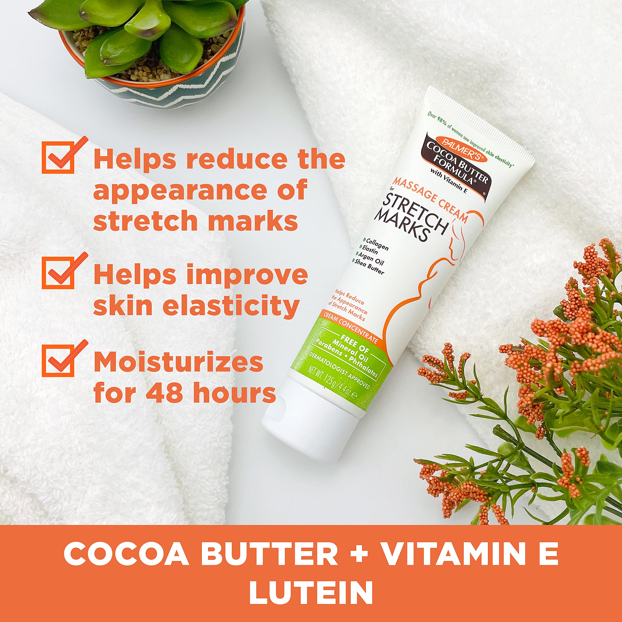 Close-up of ingredients with shea and cocoa butter for moisturized skin