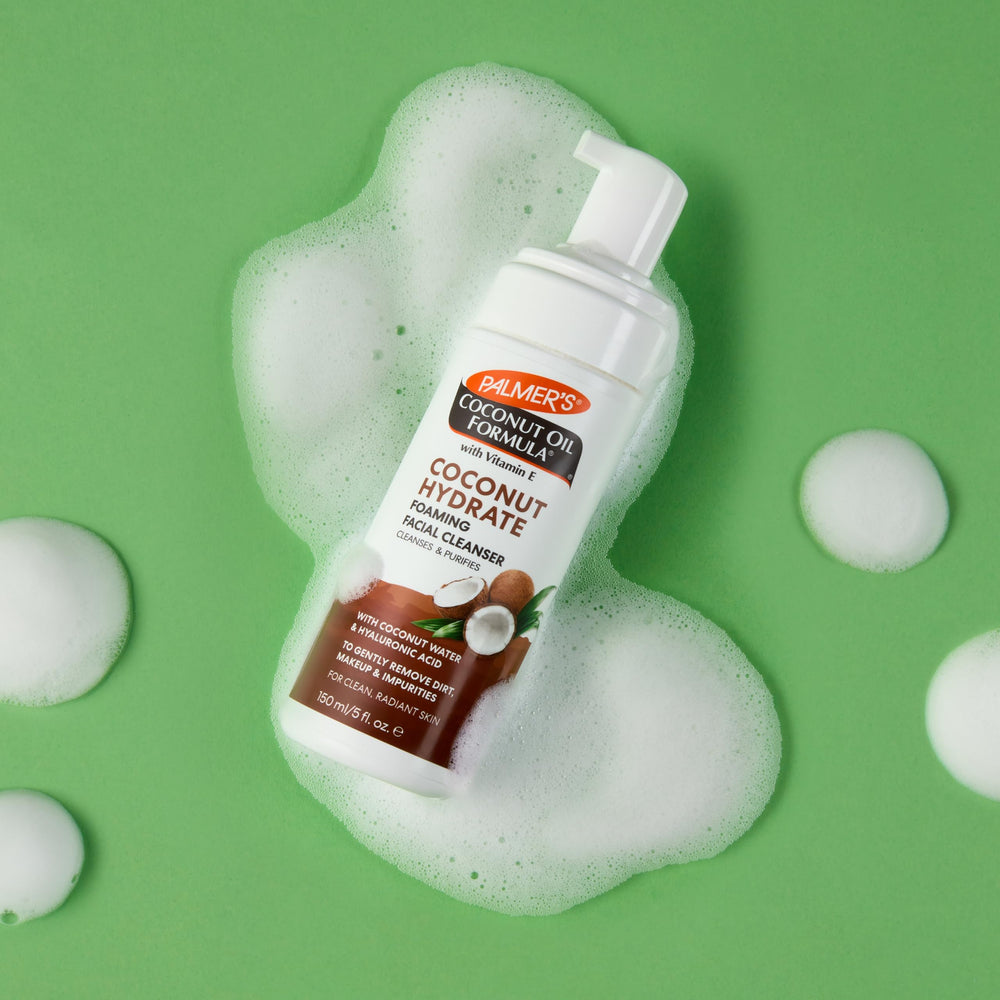 Palmer's Coconut Hydrate Foaming Cleanser close-up of texture, nourishing skin and removing impurities.