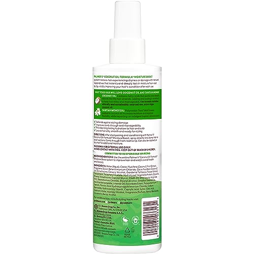 Palmer's coconut oil formula spray for curly hair ease detangling.