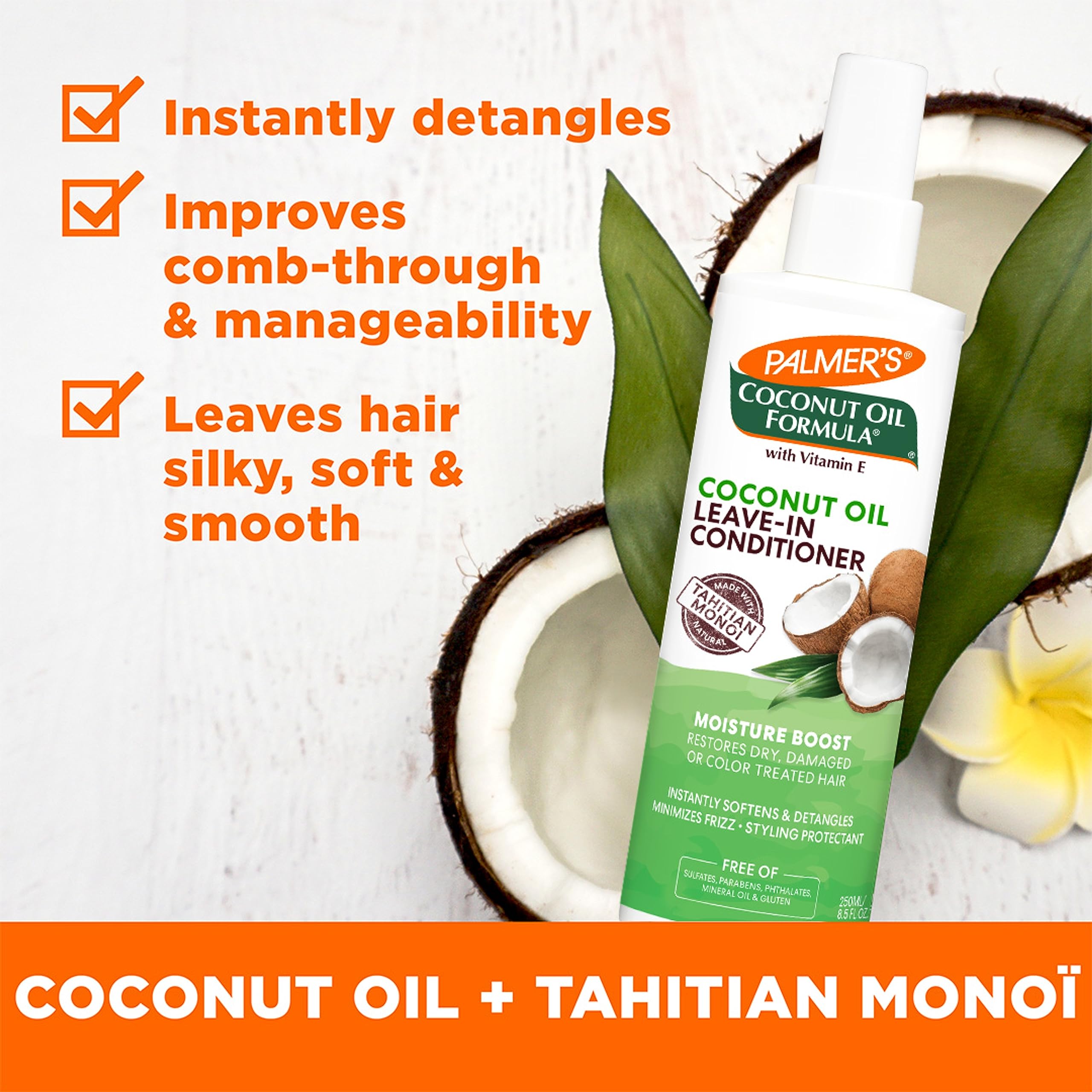 Palmer's leave-in spray on damp hair provides fast hydration.