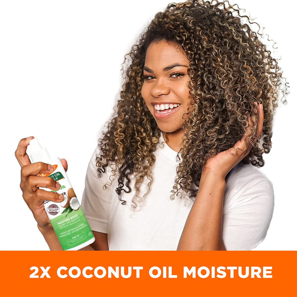 Palmer's moisture boost spray for straight hair hydration and manageability.