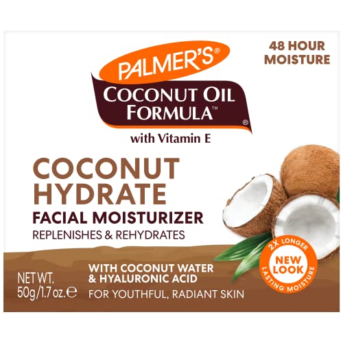 Palmer's Coconut Water Face Moisturizer jar opened to reveal creamy texture for daily hydration