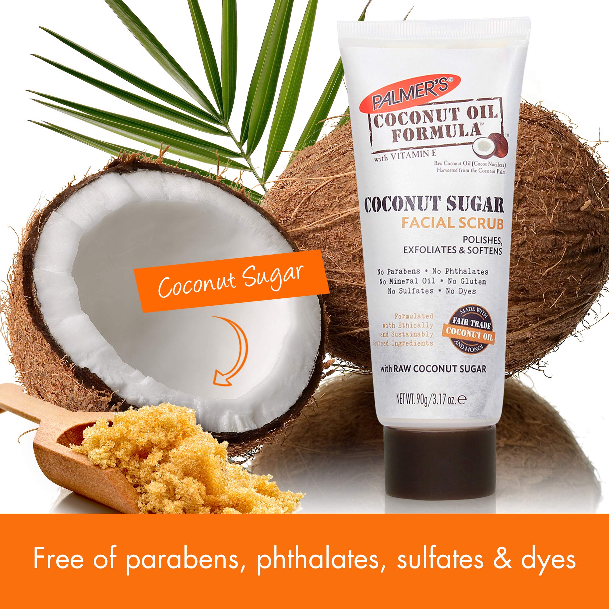 Palmer's exfoliante coco azúcar, enjuague con agua tibia para una sensación limpia