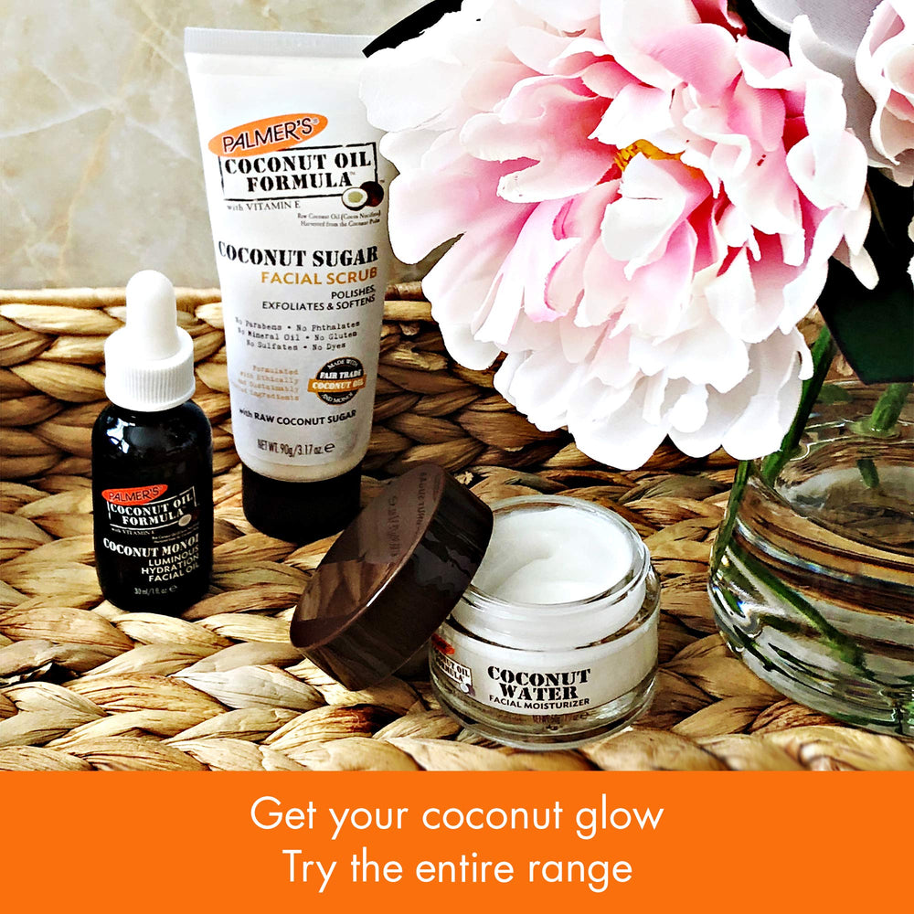Palmer's exfoliante coco azúcar pack 3, frascos apilados para cuidado facial versátil