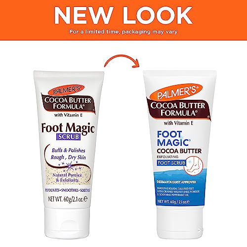 Palmer's exfoliante para pies, enfoque en callos y durezas con efecto mentolado.