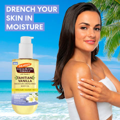 Palmer's aceite cuerpo hidratación 72 horas, textura ligera y no grasa.