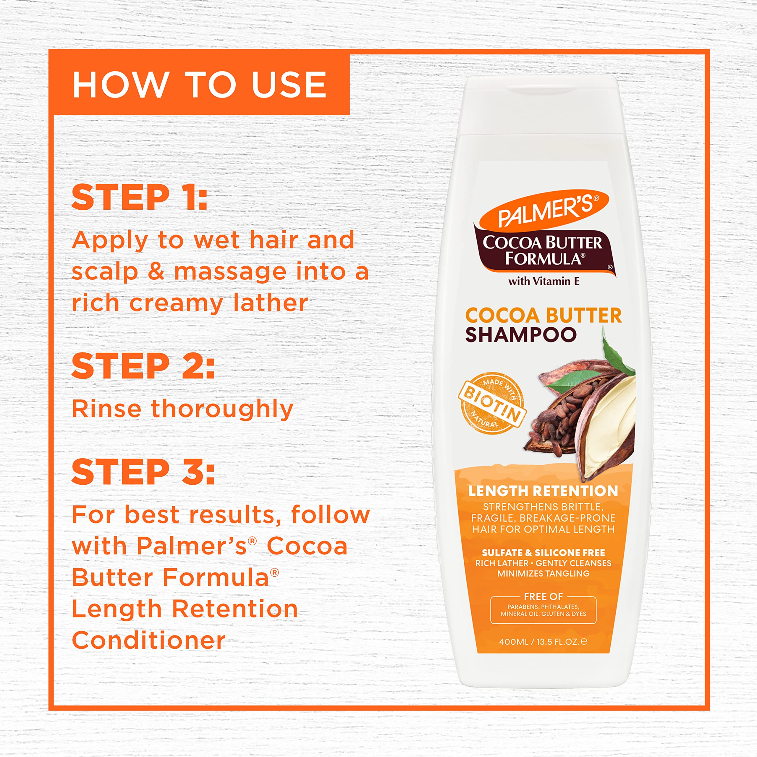 Palmer's Length Retention Shampoo color-safe packaging; suitable for color-treated hair.
