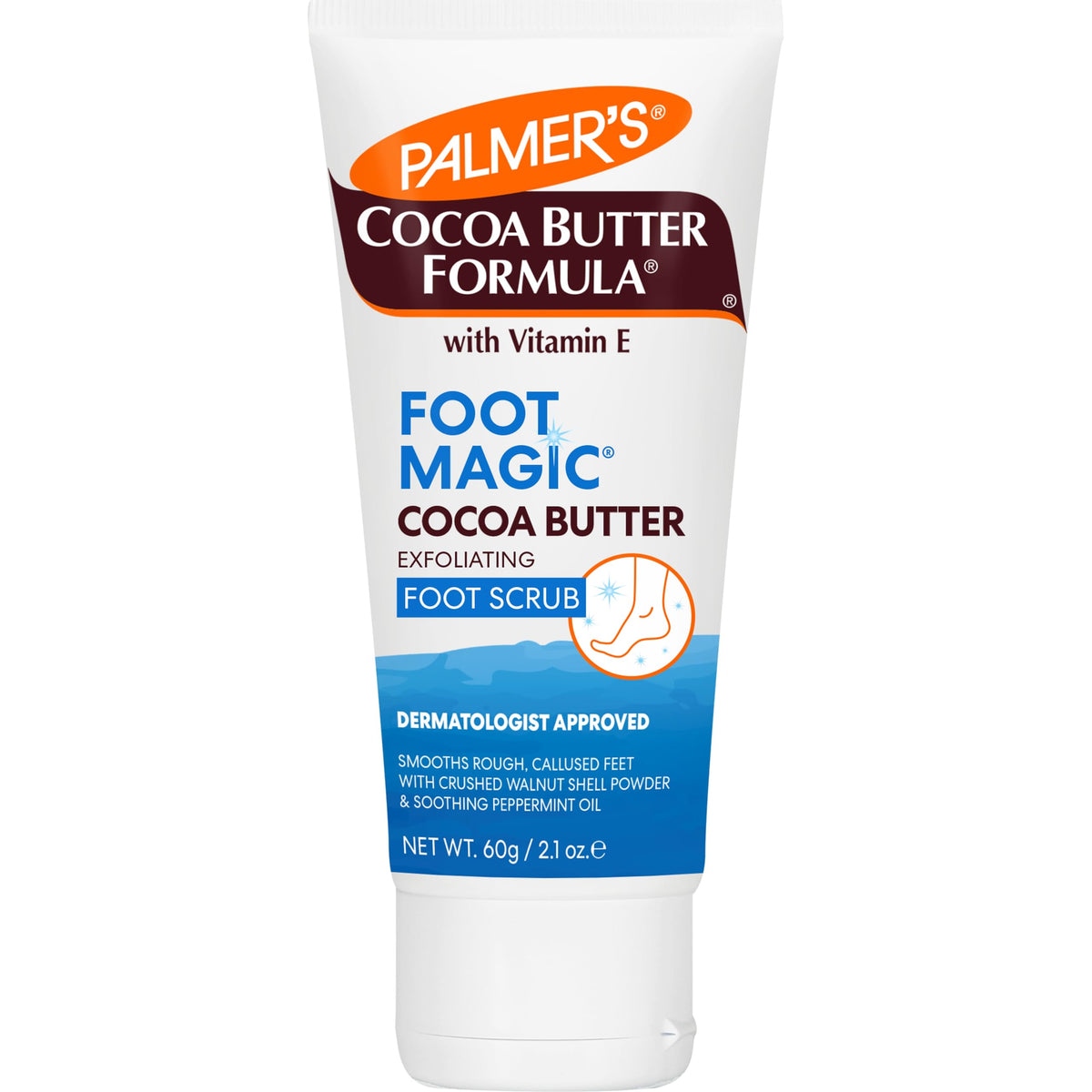 Palmer's Manteca de cacao exfoliante para pies secos, hidratación suave y duradera.