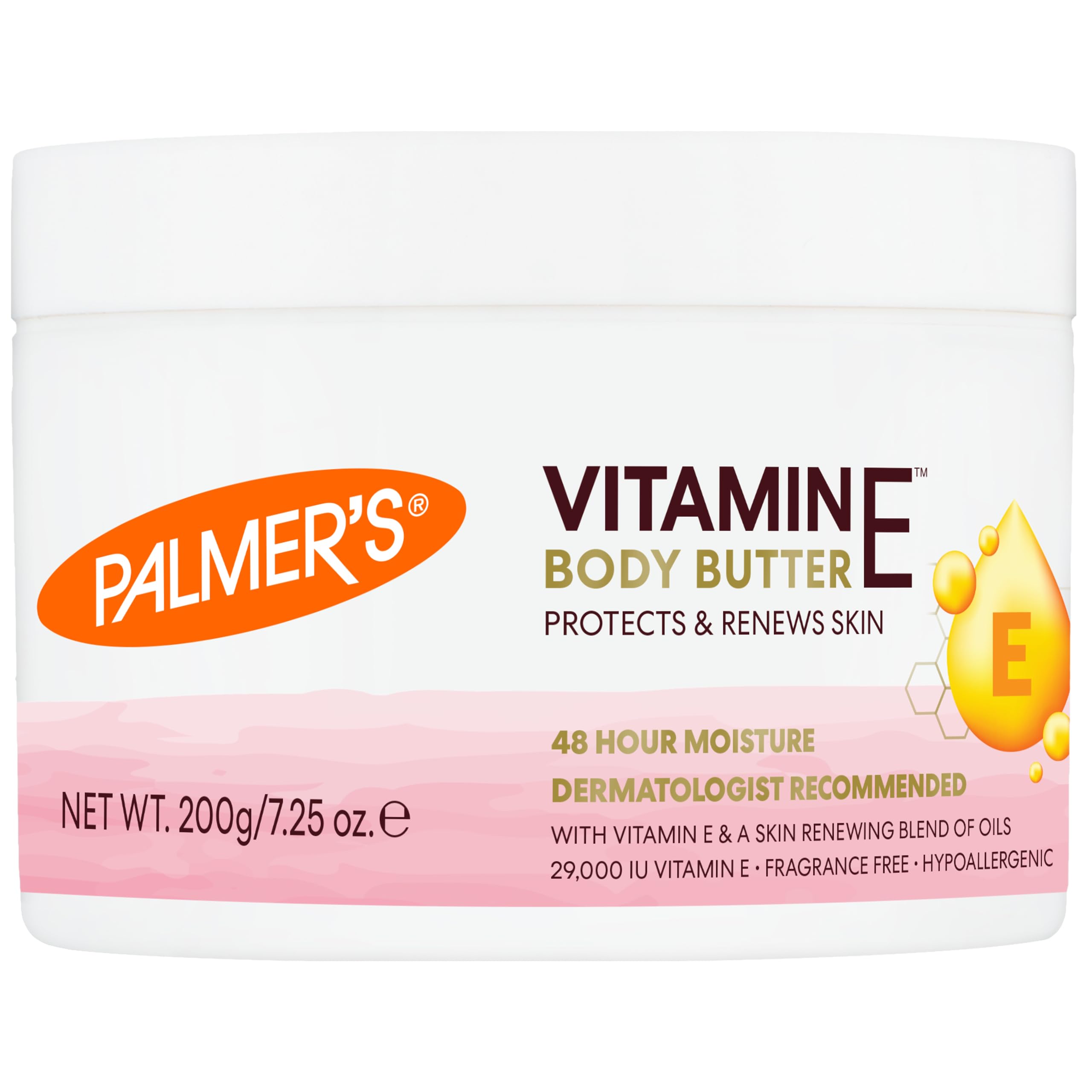 Palmer's Natural Vitamin E Body Butter jar front shows rich, nourishing texture.