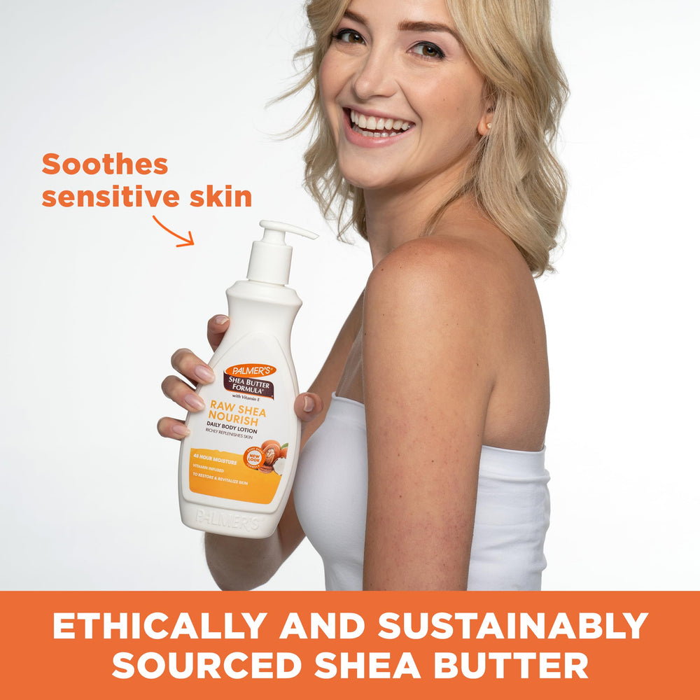 Palmer's lotion on hands and body delivering visible softness