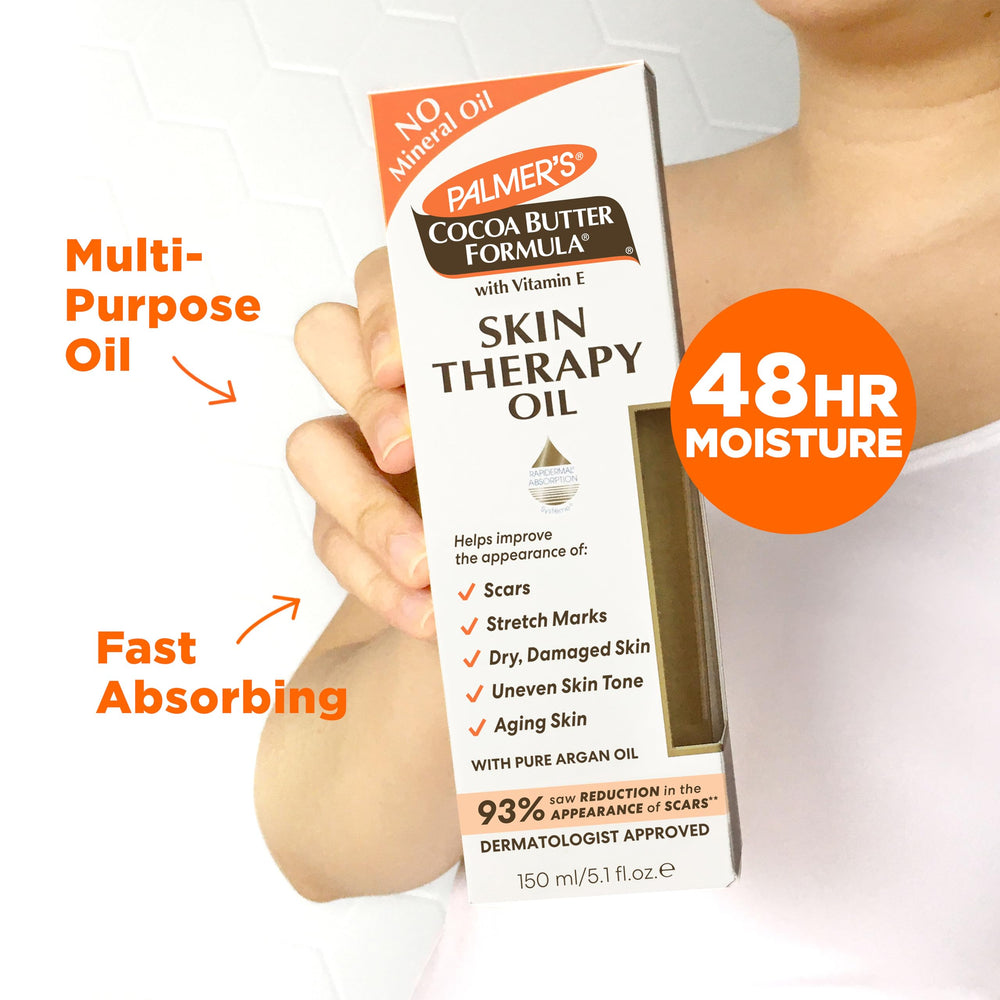 Aceite de argán en Palmer's Skin Therapy Oil suavizando la piel
