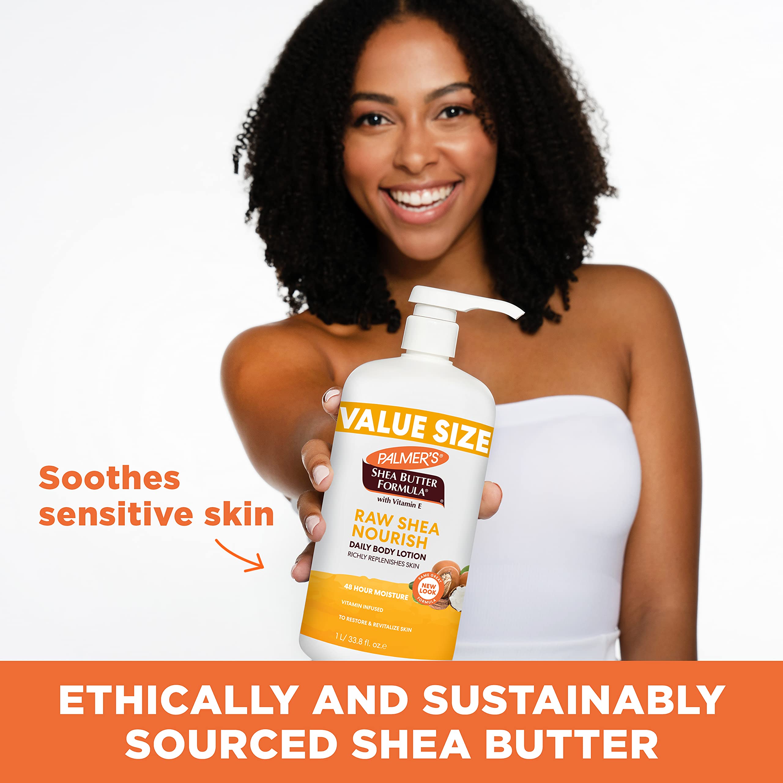 Palmer's productos sostenibles con manteca de cacao y avena para piel sensible.