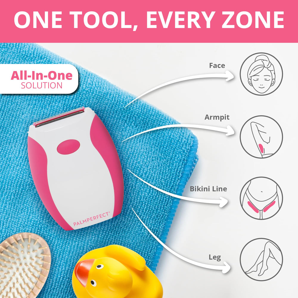 Palmperfect cordless battery-powered razor ideal for travel and quick touch-ups.