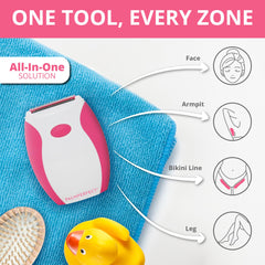 Palmperfect cordless battery-powered razor ideal for travel and quick touch-ups.
