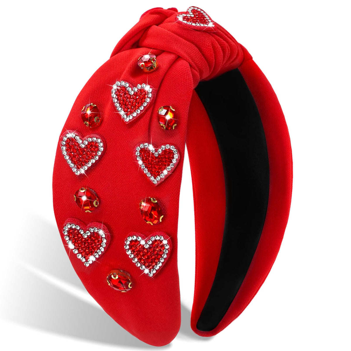 Diadema Palotay con corazón rojo y cristales, con el mensaje Abrázame para un toque romántico.