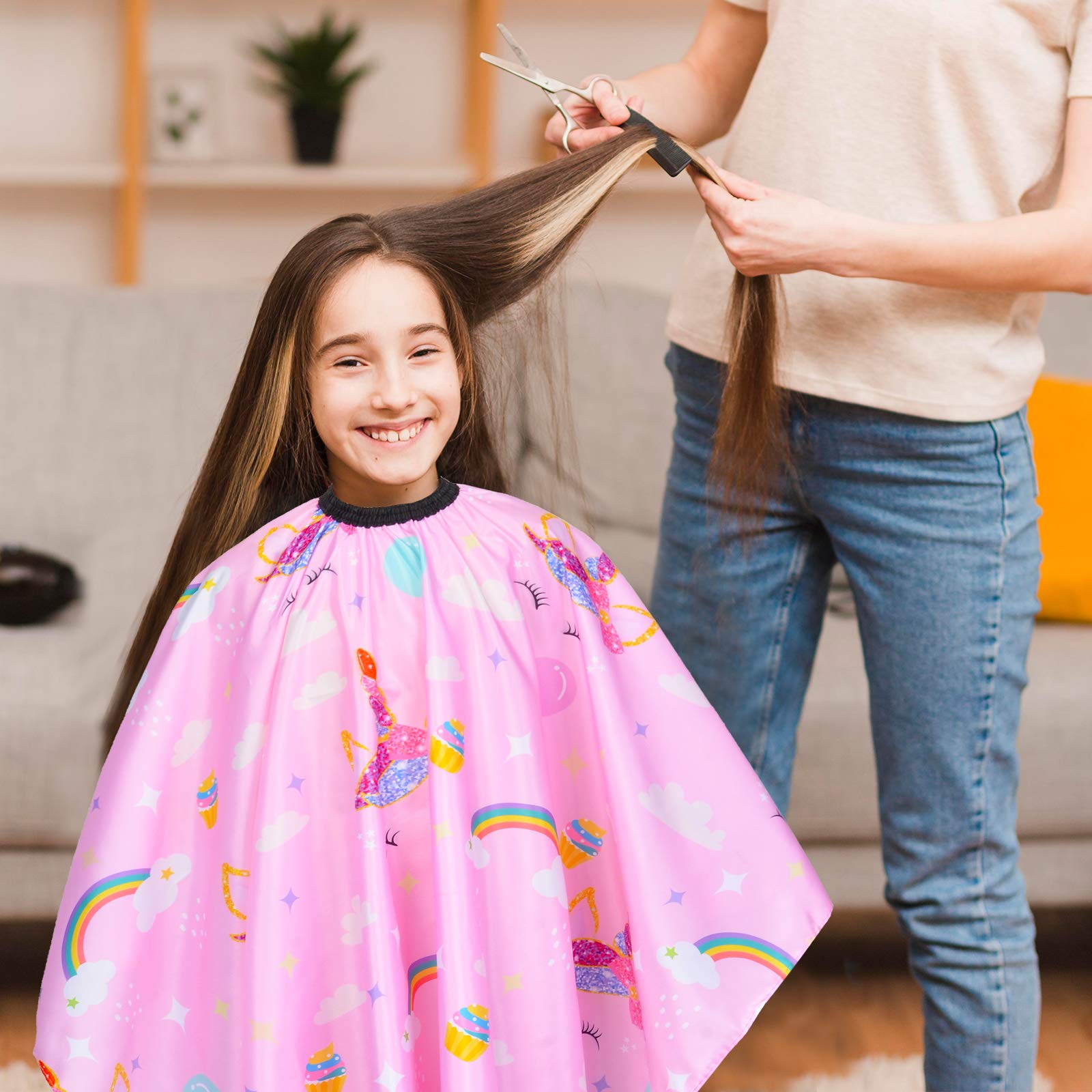 PAMAID waterproof kids cape protects clothing during cuts and coloring.