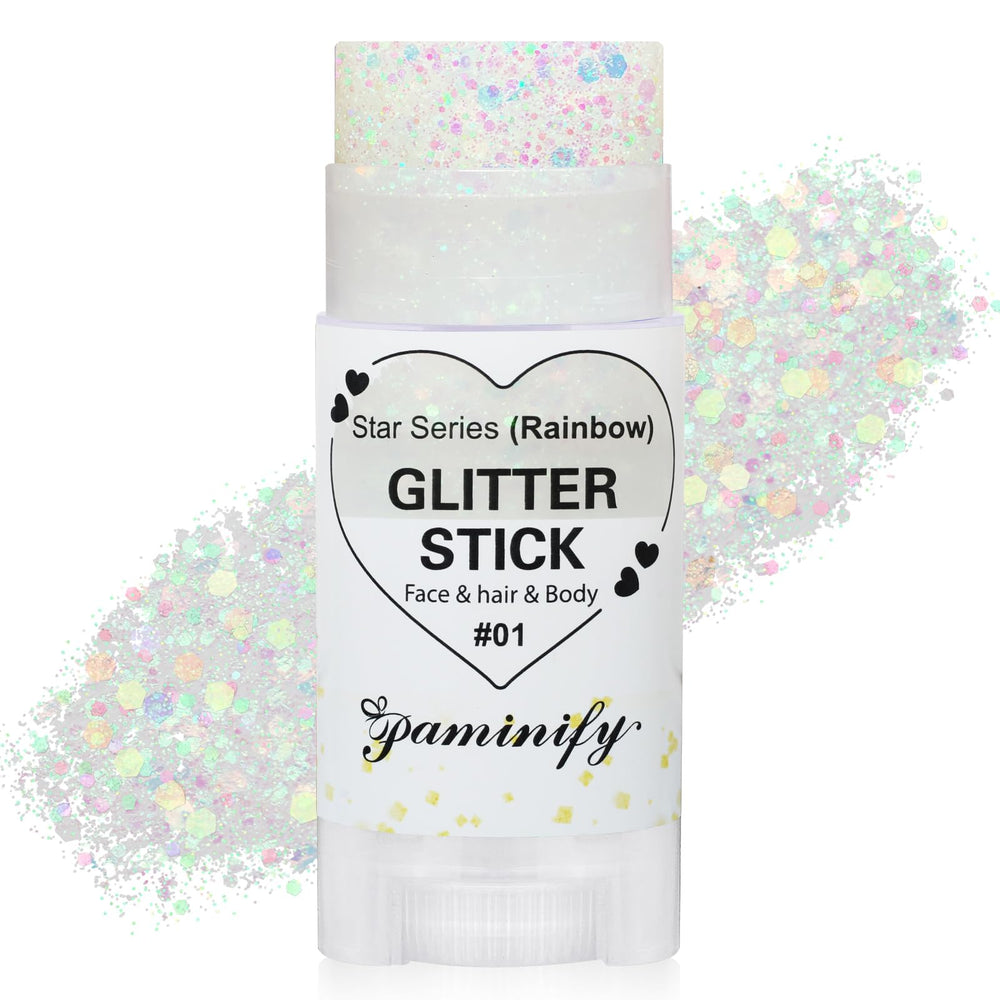 Paminify barra de brillo arcoiris blanco, empaque colorido para fiestas