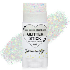 Paminify barra de brillo arcoiris blanco, empaque colorido para fiestas