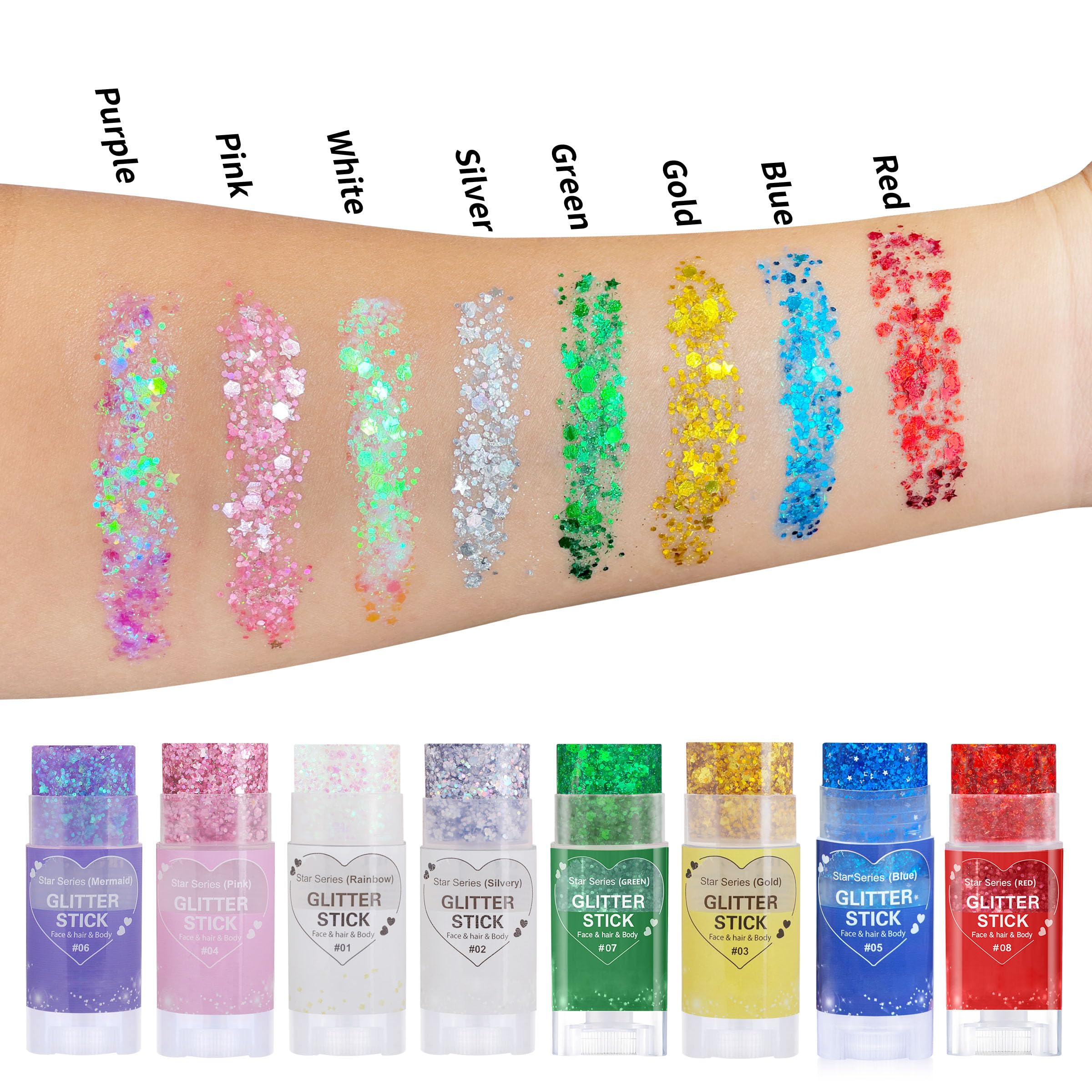 Paminify barra de brillo arcoiris blanco, ideal para conciertos y shows
