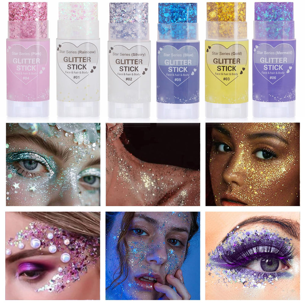 Paminify barra de brillo azul en el cuerpo para festivales brillantes
