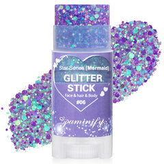 Barra de purpurina morada Paminify para cabello con brillo intenso.