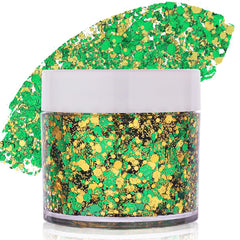 Paminify green gold face glitter gel adds radiant sparkle to the face.