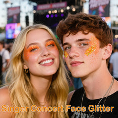 Paminify Orange Glitter Stick on the cheek for quick facial shimmer.