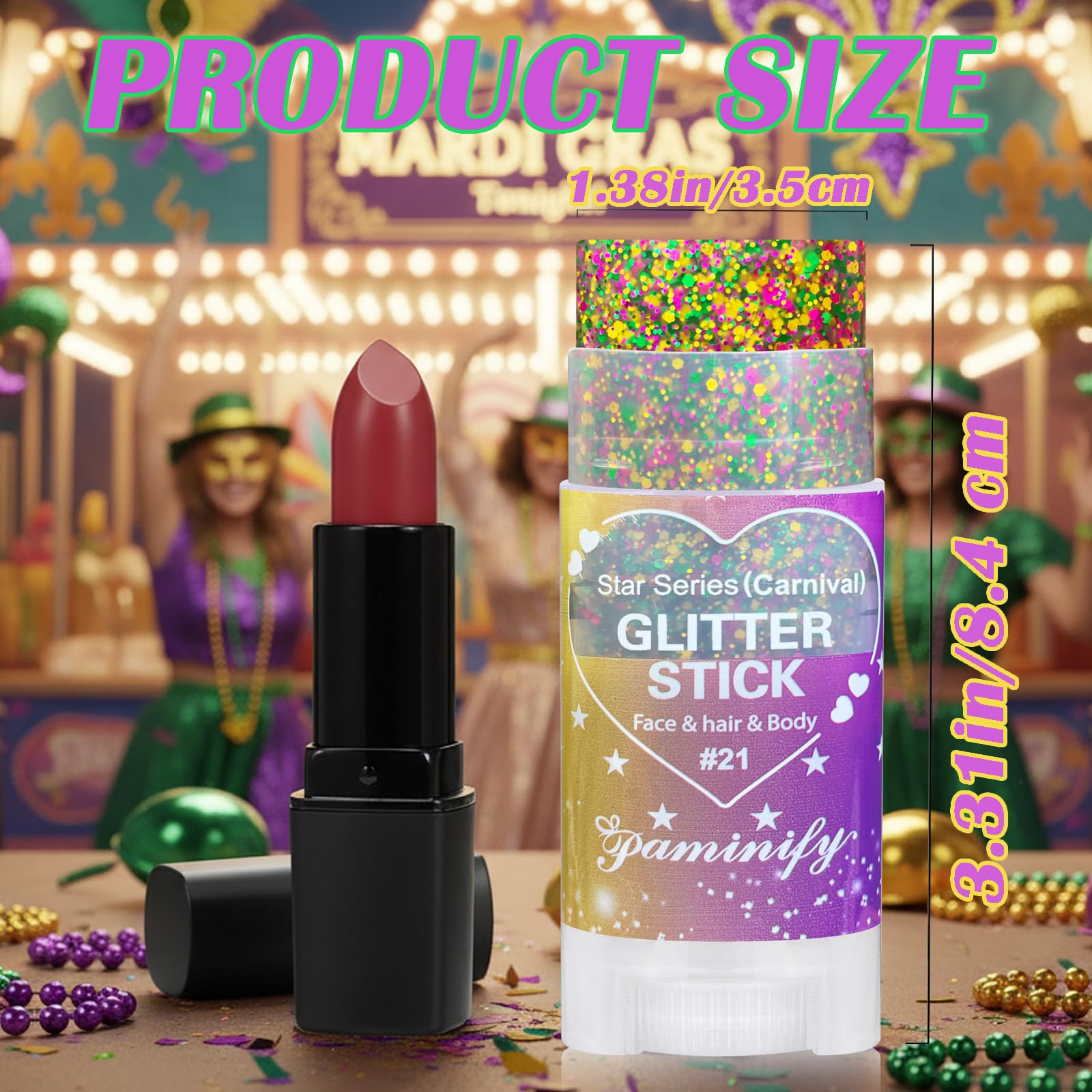 Paminify portable glitter stick fits in your pocket.