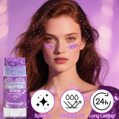Paminify Purple Glitter Stick fits in your pocket for on-the-go glam