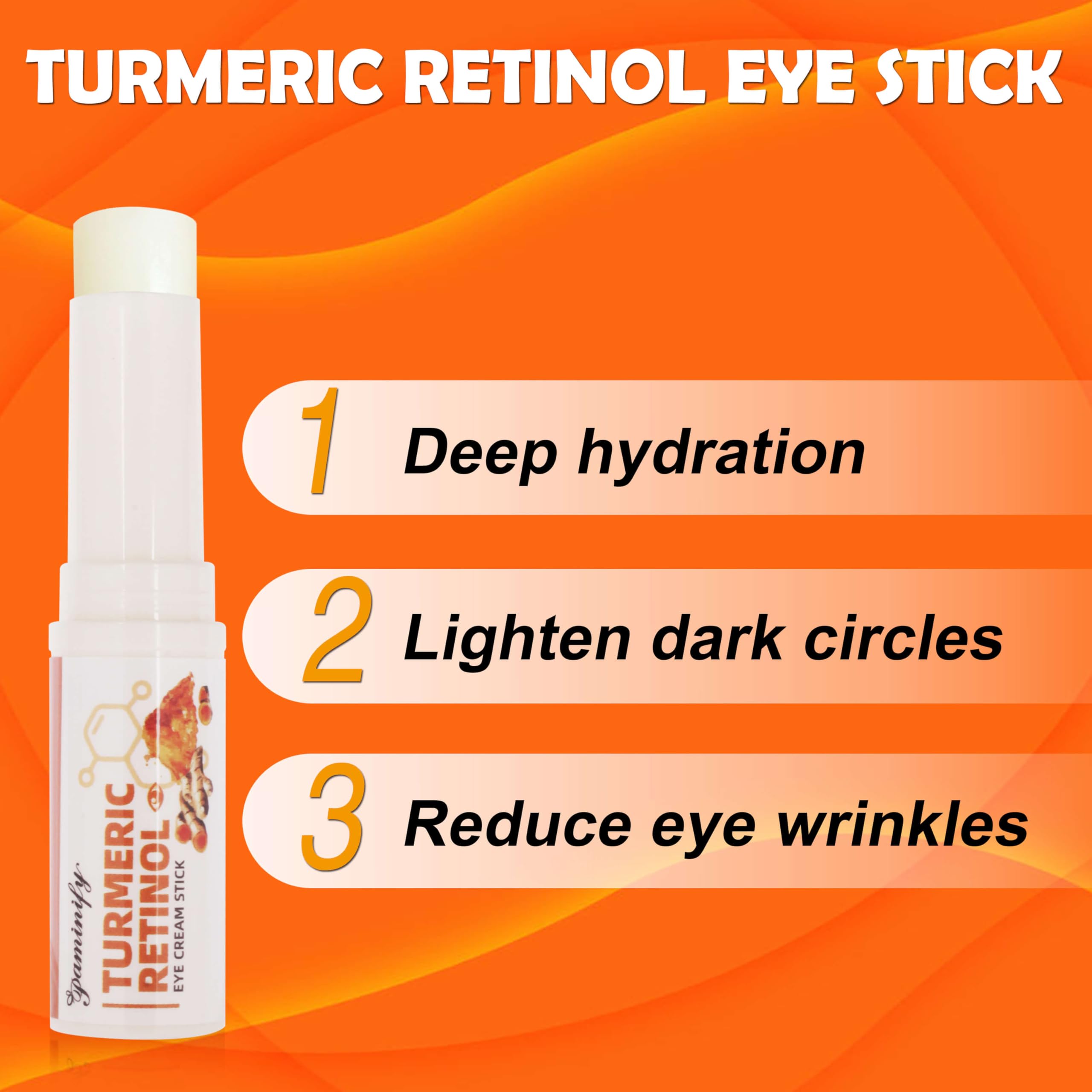 Paminify Under Eye Bags Treatment image illustrates soothing hydration for tired-looking eyes.