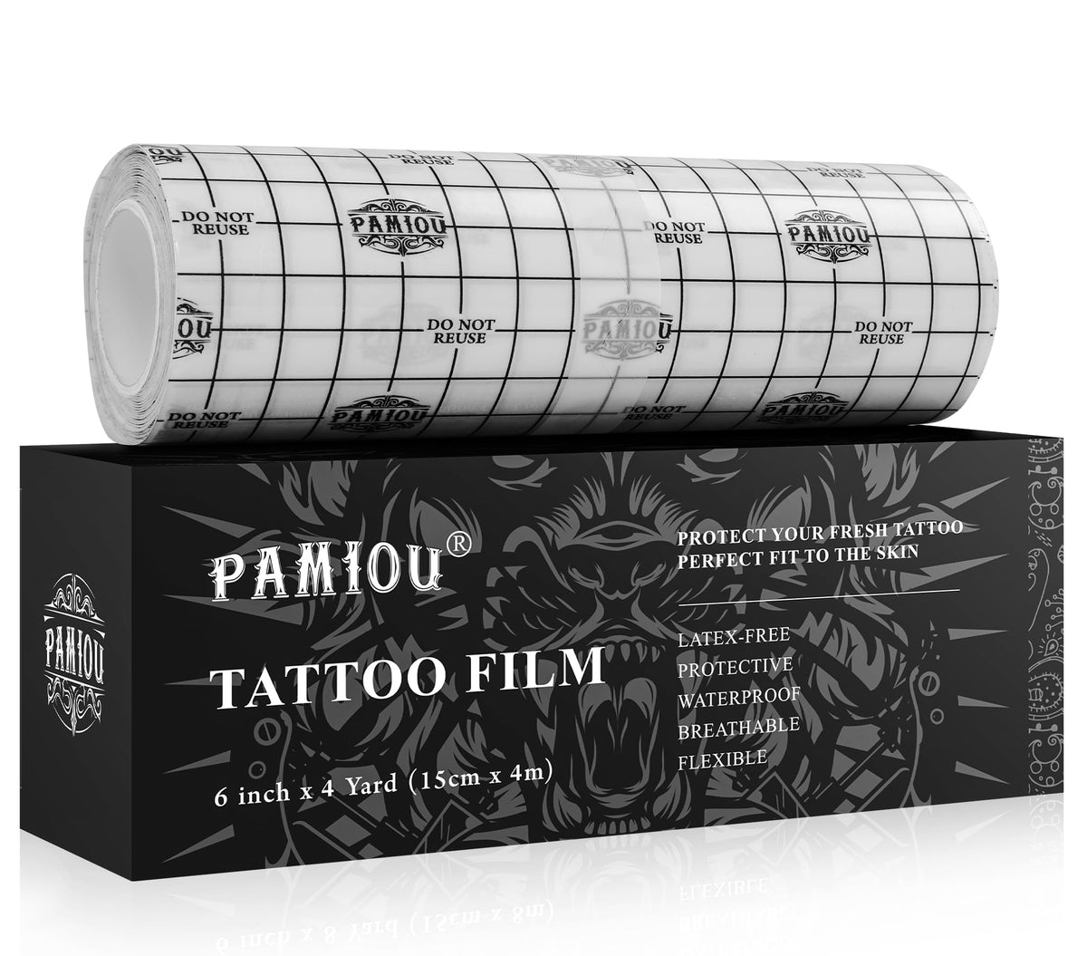 Pamiou parche cobertura tatuaje vista frontal protección suave tinta reciente