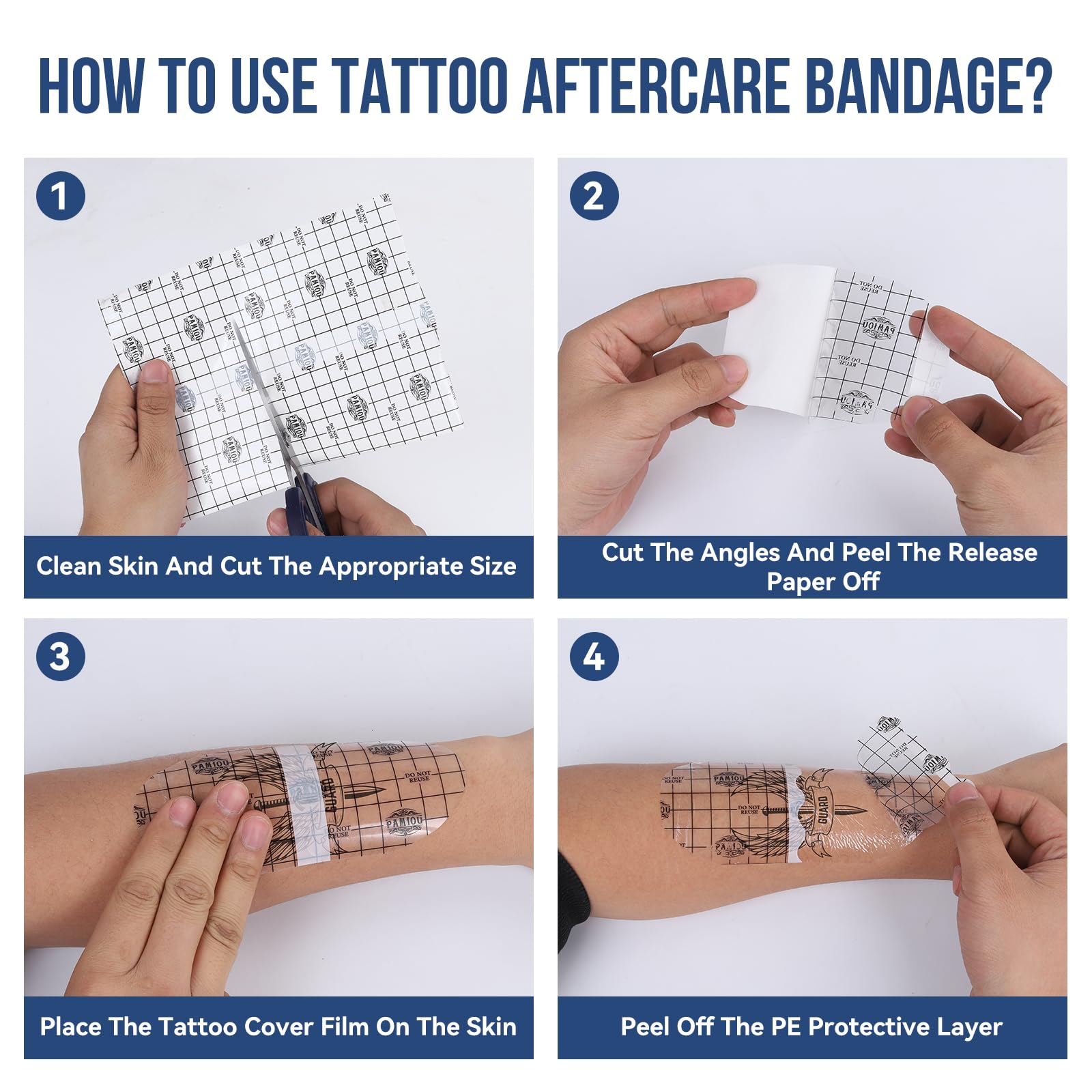 Pamiou tattoo bandage 6x8 inches cut to fit any tattoo