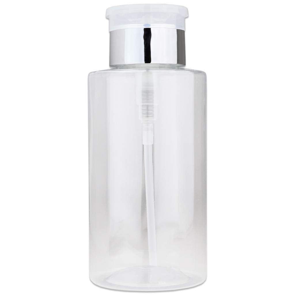 PANA 10oz push-down pump dispenser with silver cap, travel-friendly and spill-free
