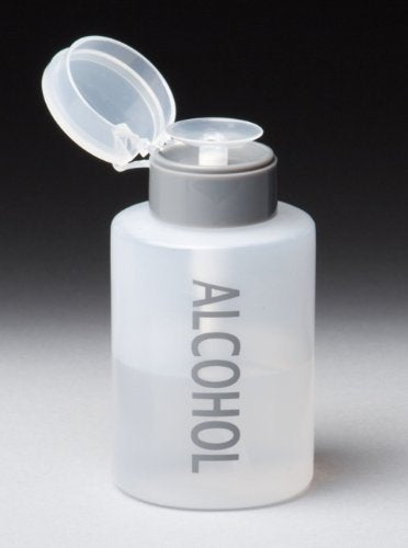 PANA 9oz gray pump dispenser bottle for nail polish, refillable travel-ready
