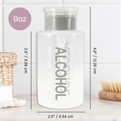 PANA gray pump top cap on white bottle for splash-free dispensing
