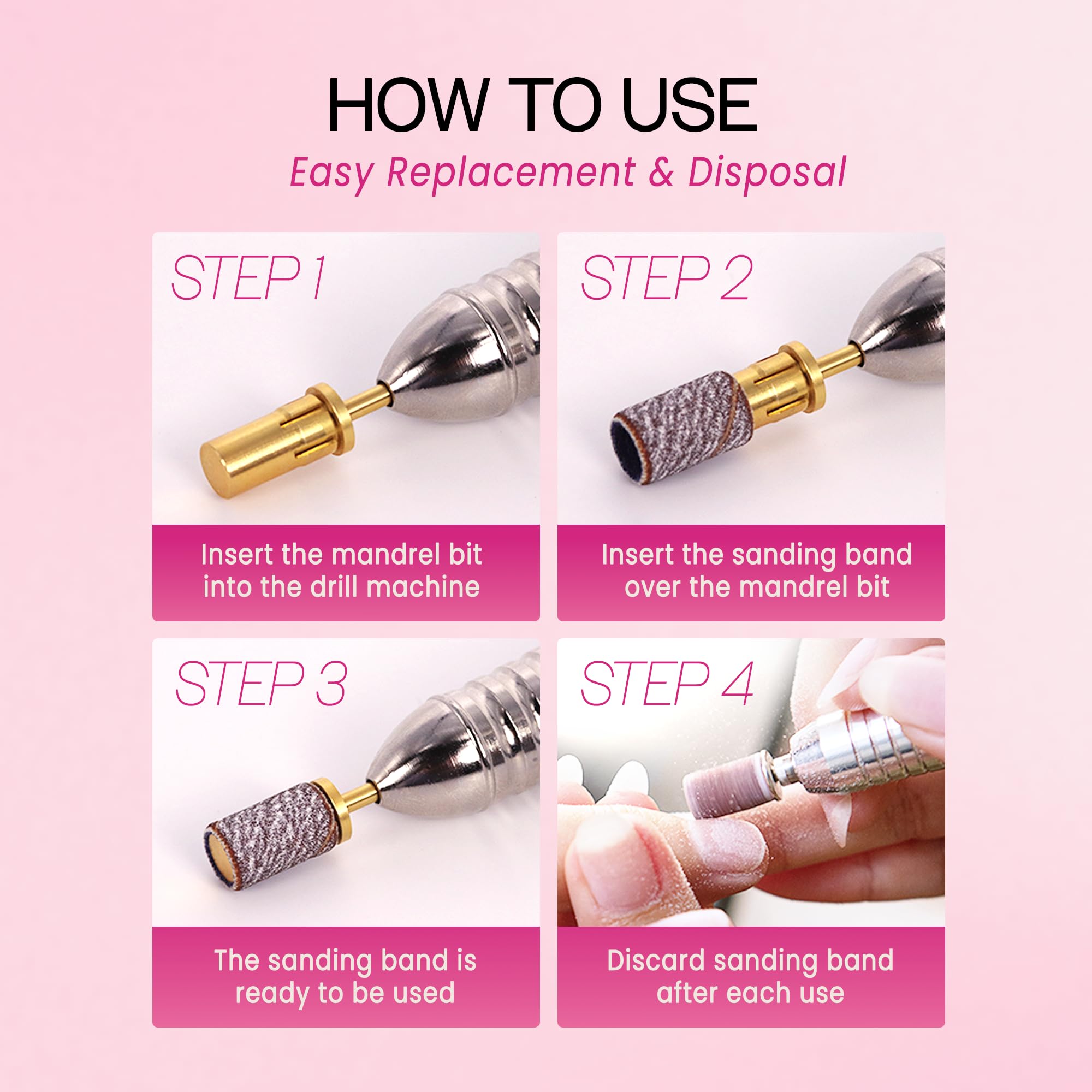 PANA Loxo sanding bands compatible with most electric nail drills.