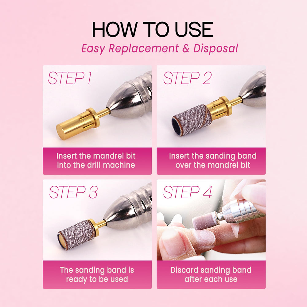 PANA Loxo sanding bands compatible with most electric nail drills.