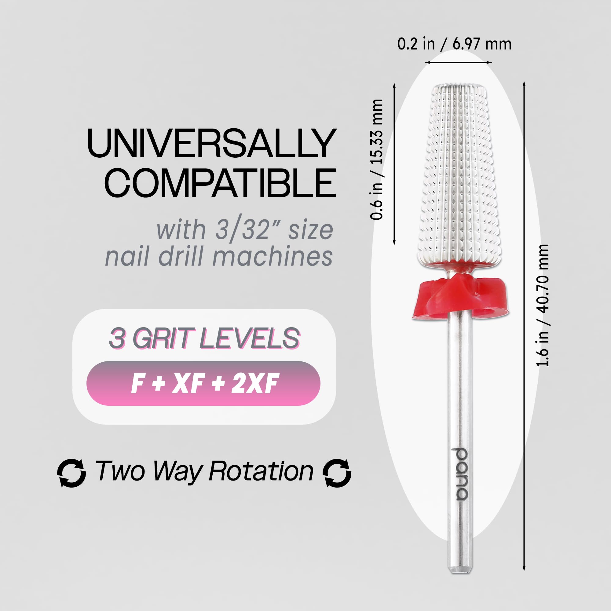 PANA Nail Carbide 5-in-1 bit cleaning cuticle area with precision