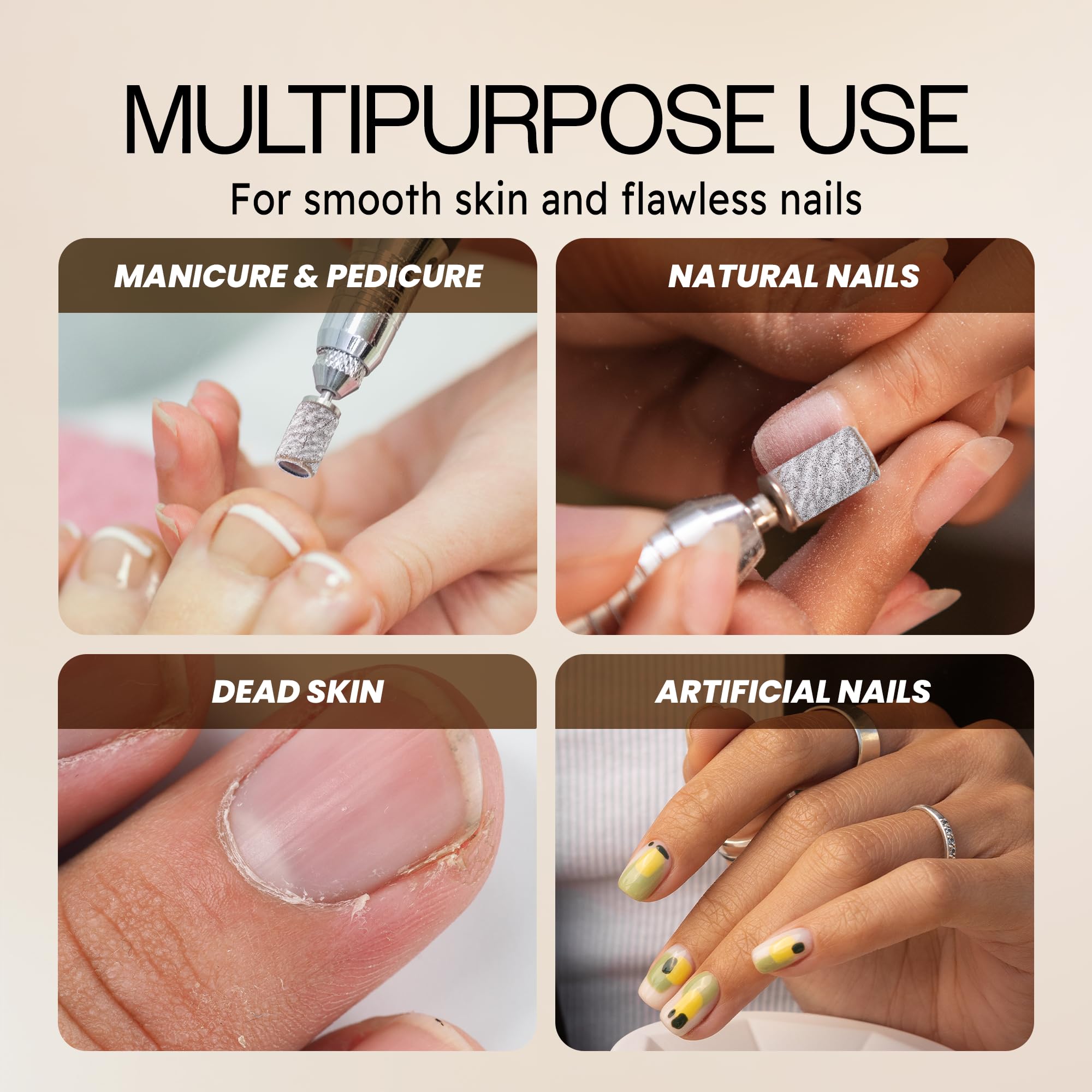 PANA nail sanding band easy attachment to drills for precise control.