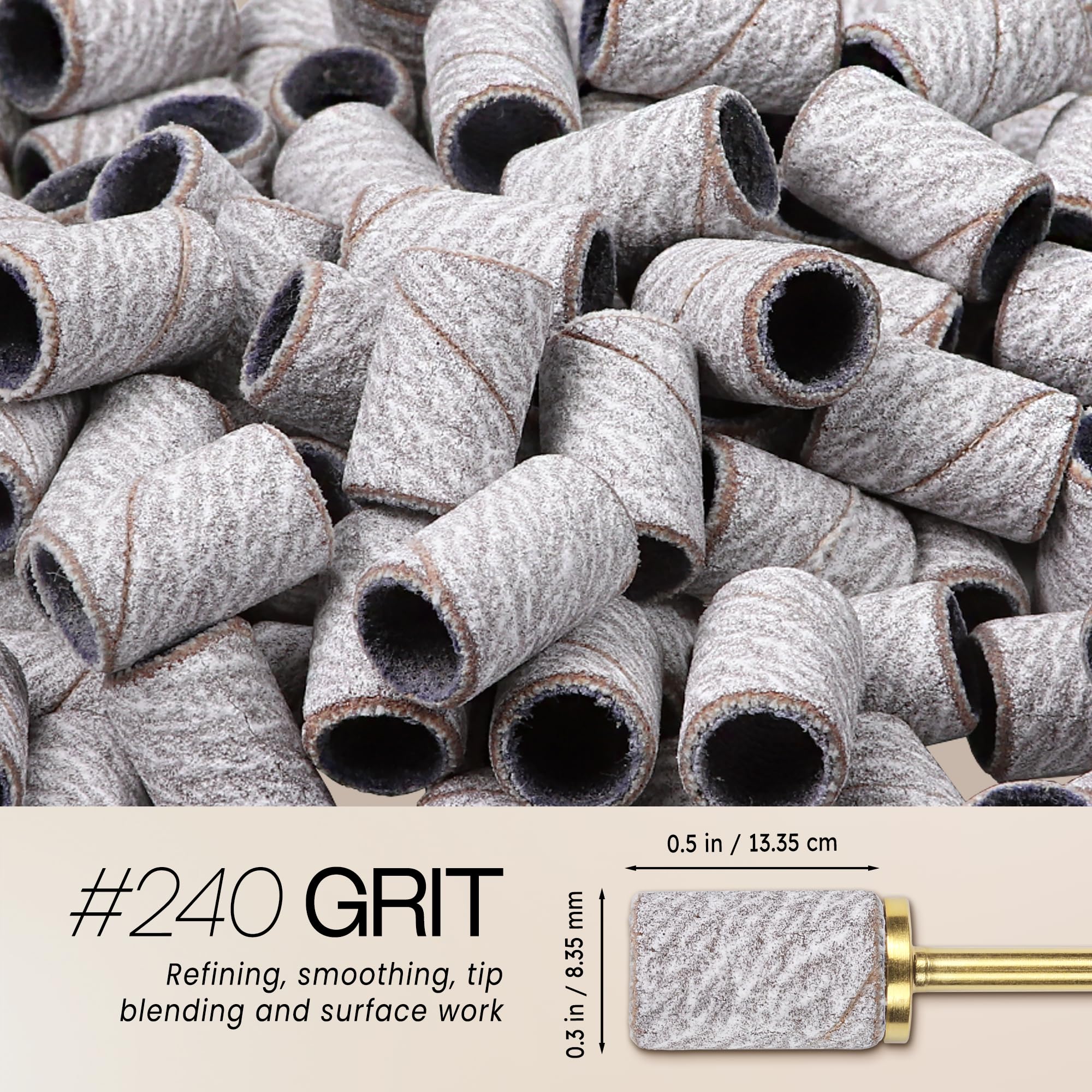 PANA Zebra 240-grit band in use on nail drill.